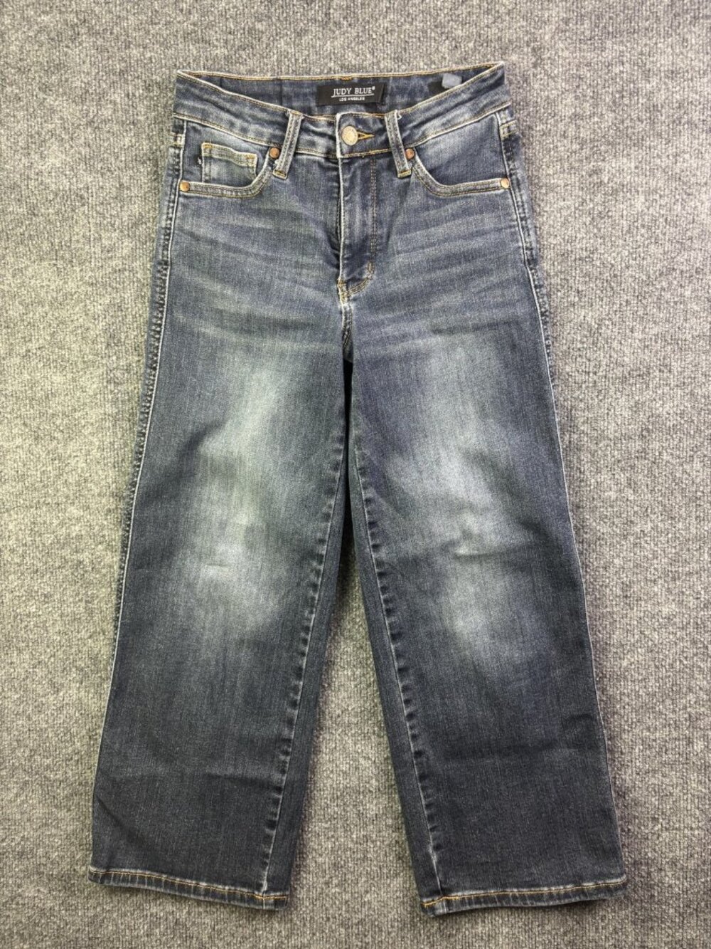 Judy Blue Wide Leg Crop Jeans Womens 0/24 Blue Med Wash High Rise Stretch 24x24